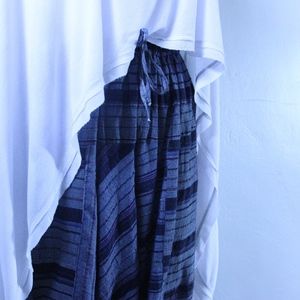 Indian Blue Stripe Harem Pants - M